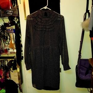 Gothic black and white polka dot dress